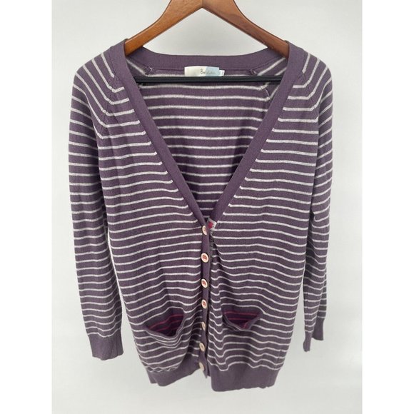 Boden Women's Cardigan‎ US Size 8 Purple Striped Pockets - Picture 1 of 8